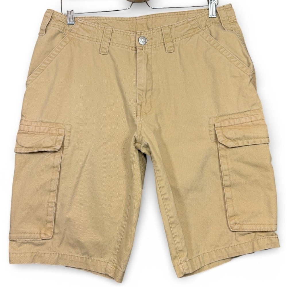 True Religion Mens Cargo Shorts Mens Size 32 Tan Flat Front Classic Fit SN Short